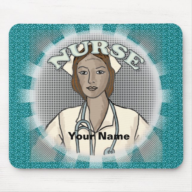 Retro black female nurse  mouse pad (Front)