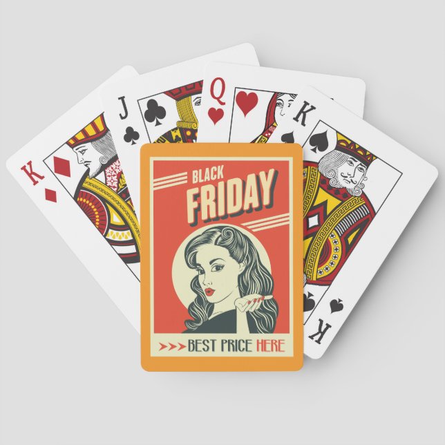 Retro Black Friday Pop Art Pin-Up Girl Poker Cards (Back)