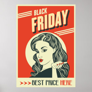 Retro Black Friday Pop Art Pin-Up Girl Poster