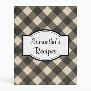 Retro Black Gingham Recipe Binder