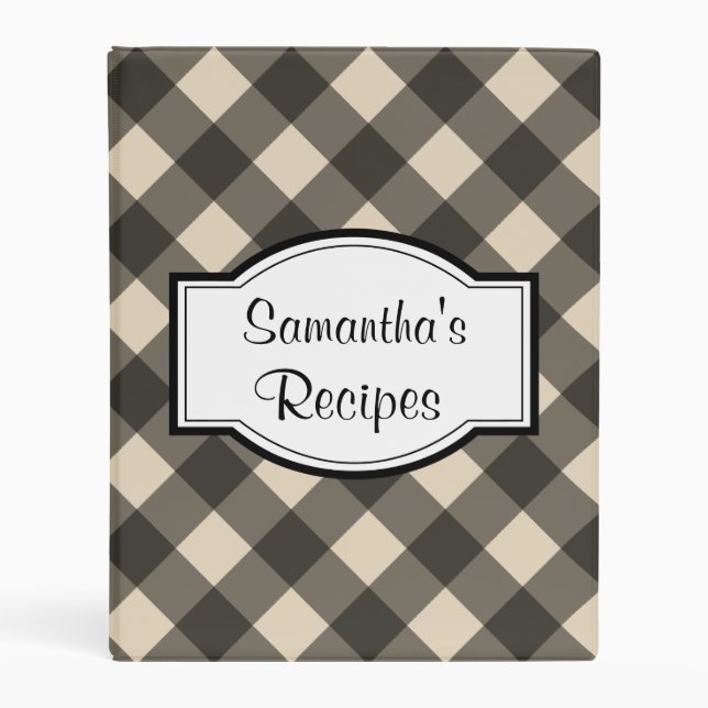 Retro Black Gingham Recipe Binder (Front)