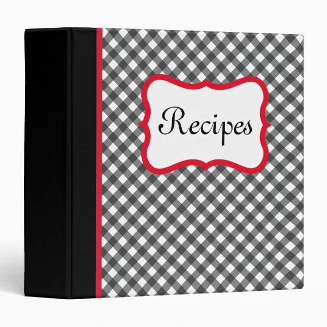 Retro Black Gingham Recipe Binder Gift (Front/Spine)