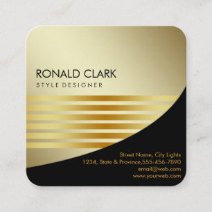 Retro Black Gold Metal Computer Financial Services Square Business Card