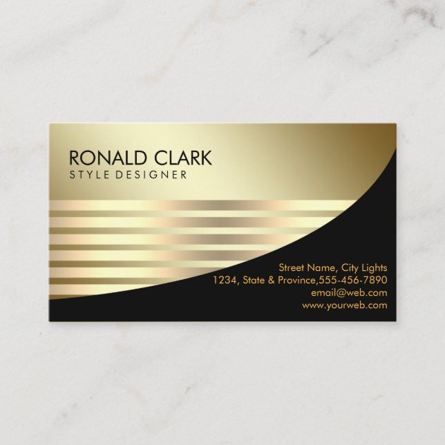 Retro Black Gold Metal Financial Professional Business Card (Front)