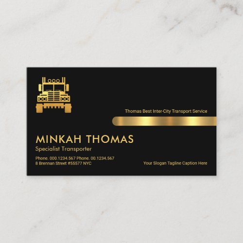 Retro Black Gold Stripe Line Transportation Business Card