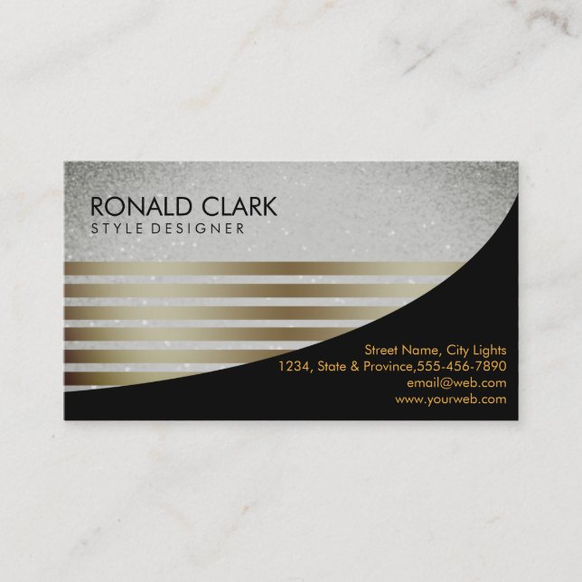 Retro Black Gray Financial Services Construction Business Card (Front)