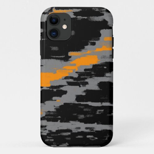 Retro Black Gray Orange Graphic Design iPhone 11 Case
