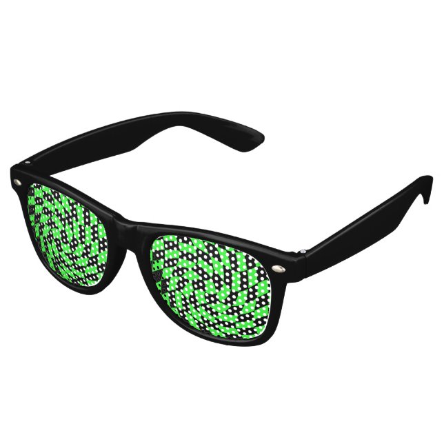 Retro black green checkerboard retro sunglasses (Angled)
