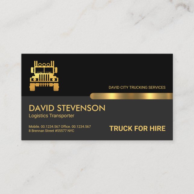 Retro Black Grey Layers Gold Tab Home Movers Business Card (Front)