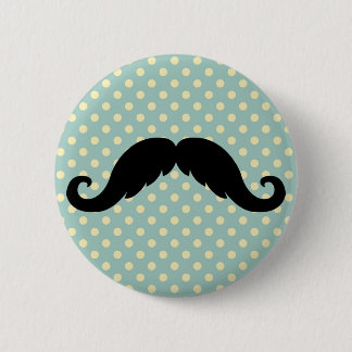 Retro Black Handlebar Mustache Moustache Button