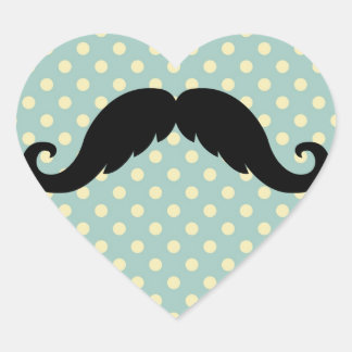 Retro Black Handlebar Mustache Moustache Heart Sticker