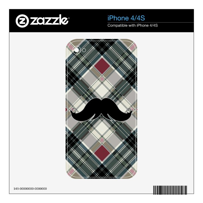 Retro Black Handlebar Mustache Moustache Skin For The iPhone 4S