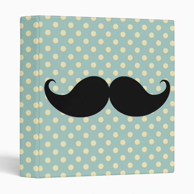 Retro Black Handlebar Mustache Moustache Stache Binder (Front/Spine)