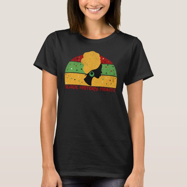 Retro Black History Month African Woman T-Shirt (Front)