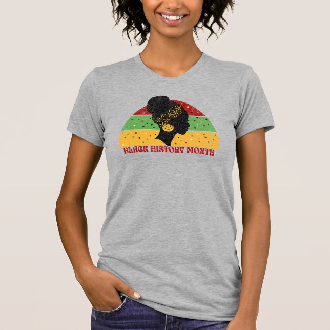 Retro Black History Month African Woman T-Shirt (Front)