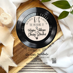 Retro Black Ivory Vinyl Record Music Arch Wedding Acrylic Invitations
