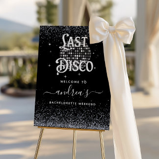 Retro Black Last Disco Bachelorette Welcome Sign