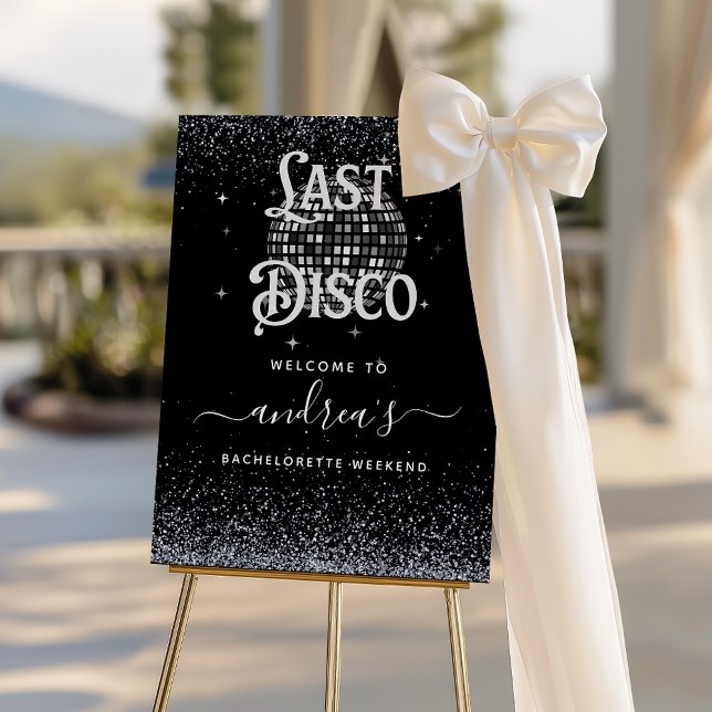 Retro Black Last Disco Bachelorette Welcome Sign (Creator Uploaded)