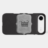 Retro Black Leather Personalized Monogram Case-Mate iPhone Case (Back (Horizontal))