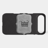 Retro Black Leather Personalized Monogram Case-Mate iPhone Case (Back (Horizontal))