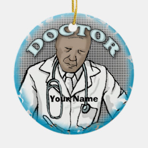 Retro black Male Doctor Ceramic Ornament