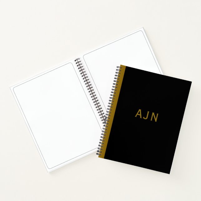 Retro Black Monogrammed Sketch Art Notebook Gift (Inside)