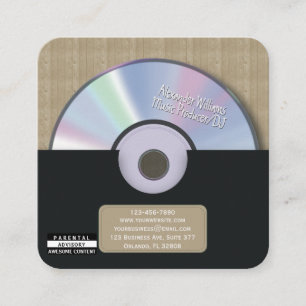 Retro Black Music Producer CD DJ Square Business Card