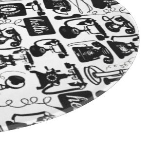 Retro Black or any color & White Telephone Pattern Cutting Board