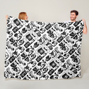 Retro Black or any color & White Telephone Pattern Fleece Blanket