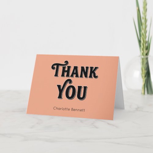 Retro Black orange Typography personalized Thank You Card