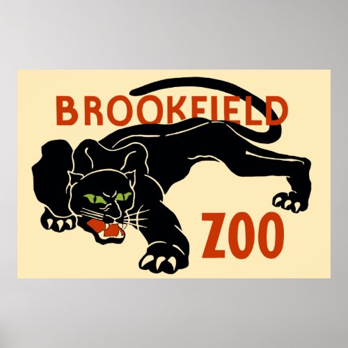 Retro Black panther Brookfield zoo Poster
