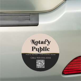 Retro Black Pink Gold Notary Public Marketing QR Car Magnet