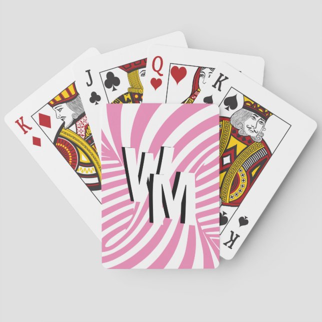 Retro Black Pink Reversible Psychedelic Spiral Poker Cards (Back)