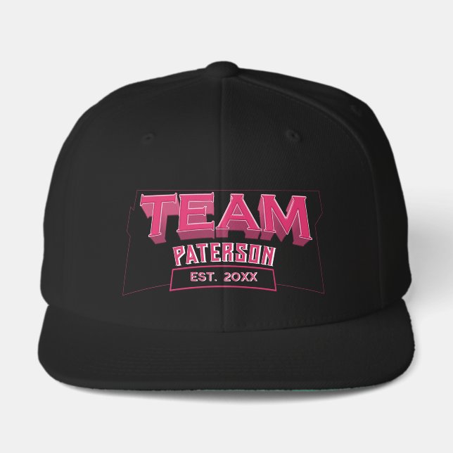 Retro Black Pink Sports Family Custom Team Name Visor (Front)
