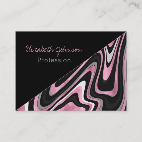 Retro Black Pink Wavy Lines Modern Design Business Card