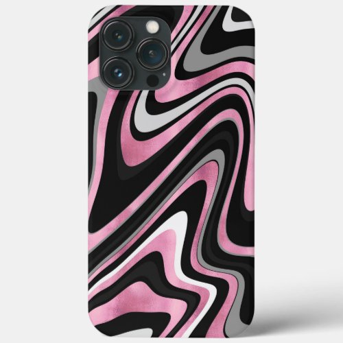 Retro Black Pink Wavy Lines Modern Design iPhone 13 Pro Max Case