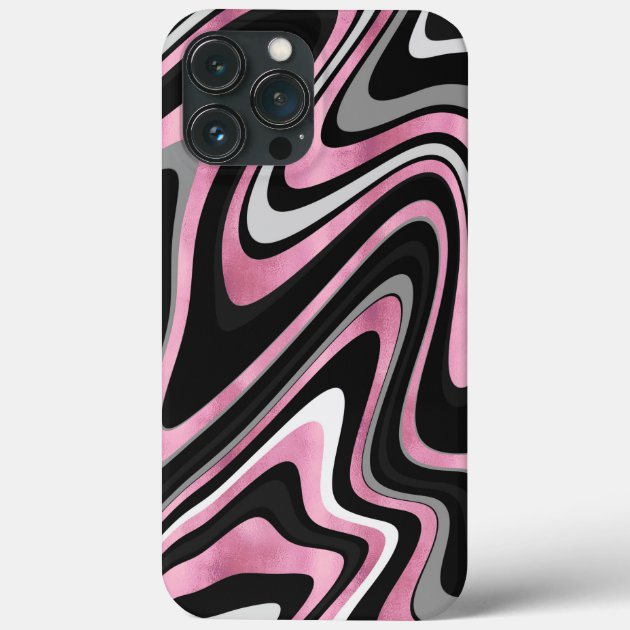 Retro Black Pink Wavy Lines Modern Design Case-Mate iPhone Case