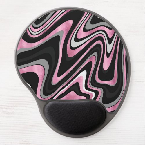 Retro Black Pink Wavy Lines Modern Design Gel Mouse Pad
