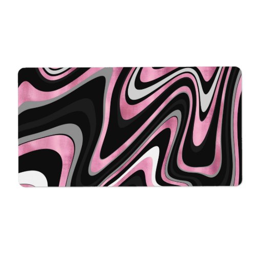 Retro Black Pink Wavy Lines Modern Design Label