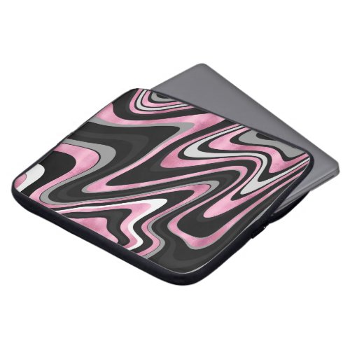 Retro Black Pink Wavy Lines Modern Design Laptop Sleeve
