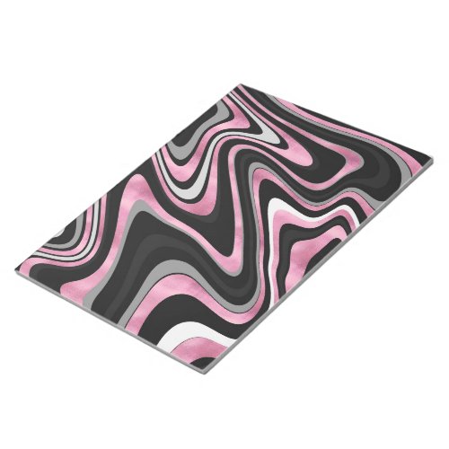 Retro Black Pink Wavy Lines Modern Design Notepad