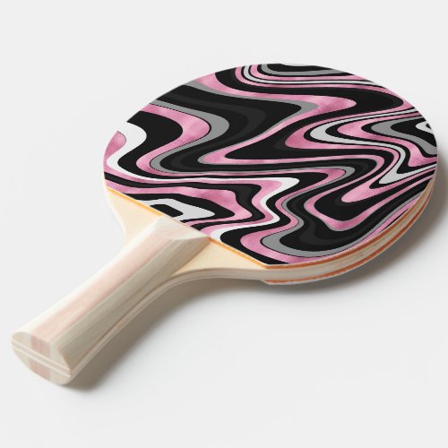 Retro Black Pink Wavy Lines Modern Design Ping Pong Paddle
