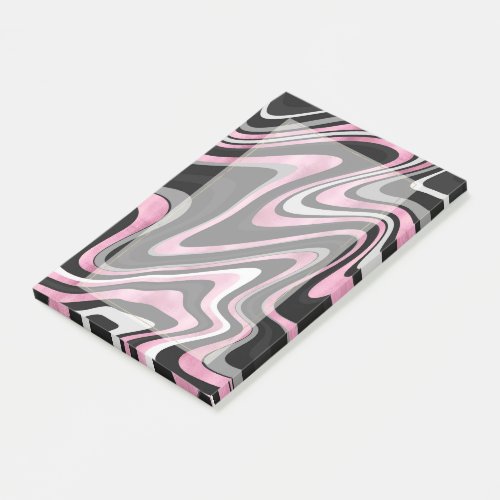 Retro Black Pink Wavy Lines Modern Design Post_it Notes