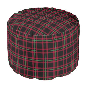 Retro Black Plaid Pillow Pouf Ottoman Seat