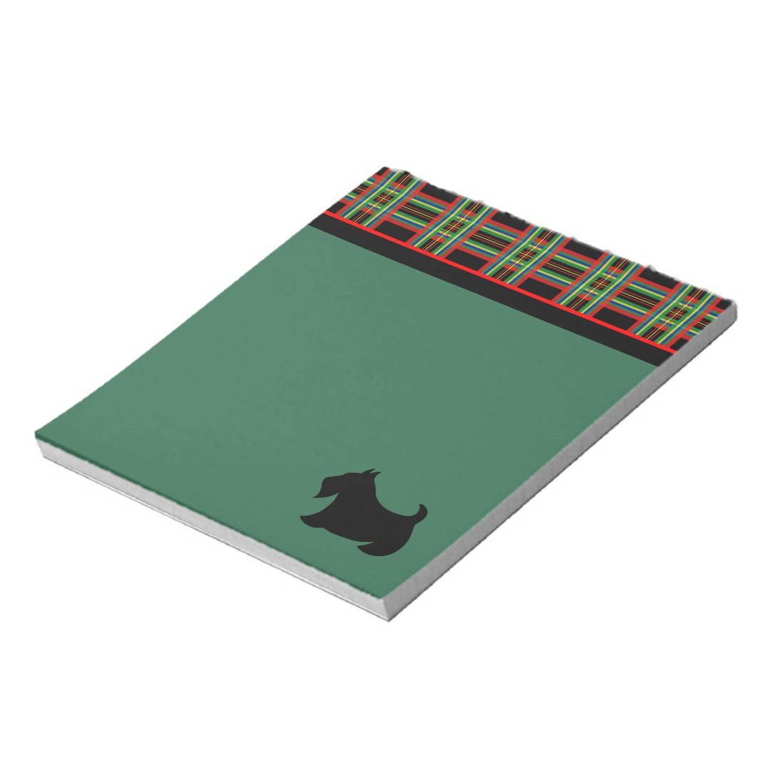 Retro Black Plaid Scottish Terrier Notepad Gift (Rotated)