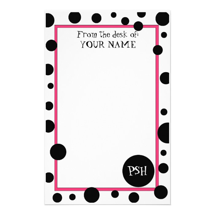 Retro Black Polka Dot Stationery