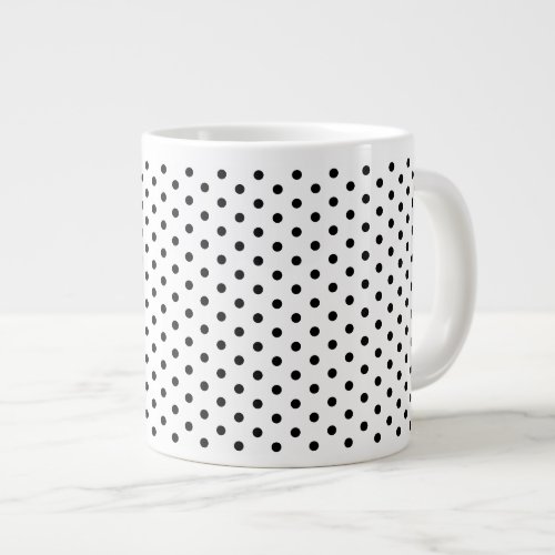 Retro Black Polka Dots Pattern Giant Coffee Mug