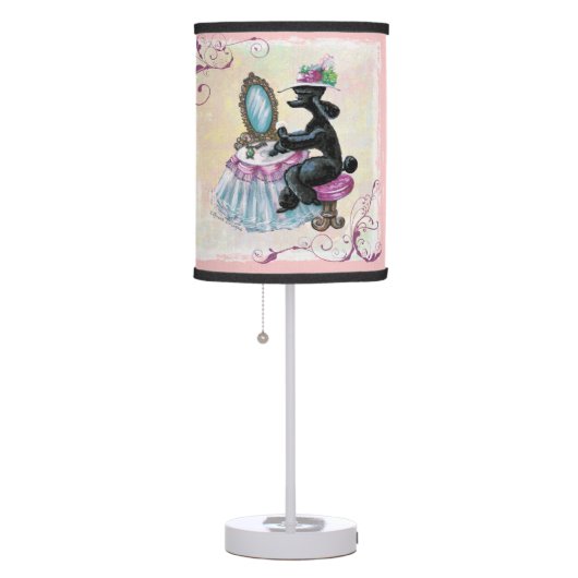 Retro Black Poodle Boudoir Table Lamp (Right)