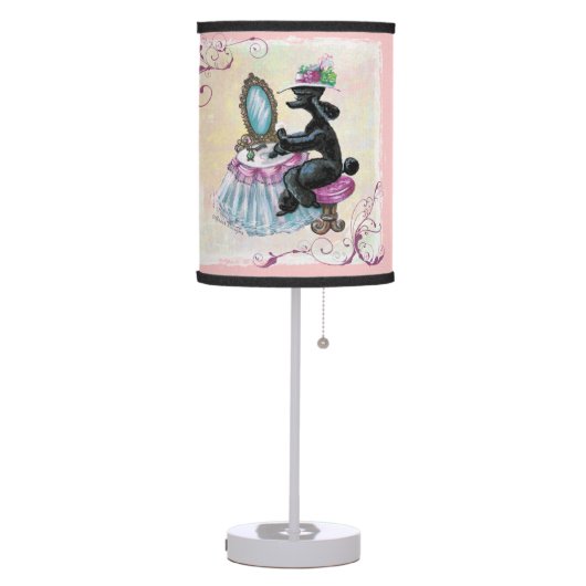 Retro Black Poodle Boudoir Table Lamp (Left)