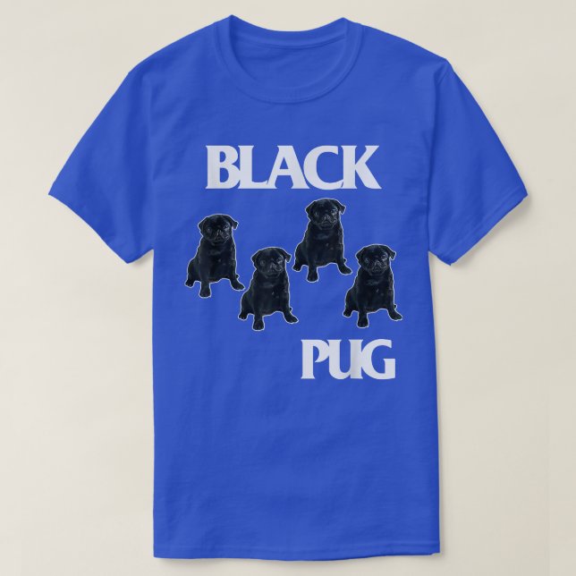 Retro Black Pugs Funny Music and Dogs Flags Lovers T-Shirt (Design Front)